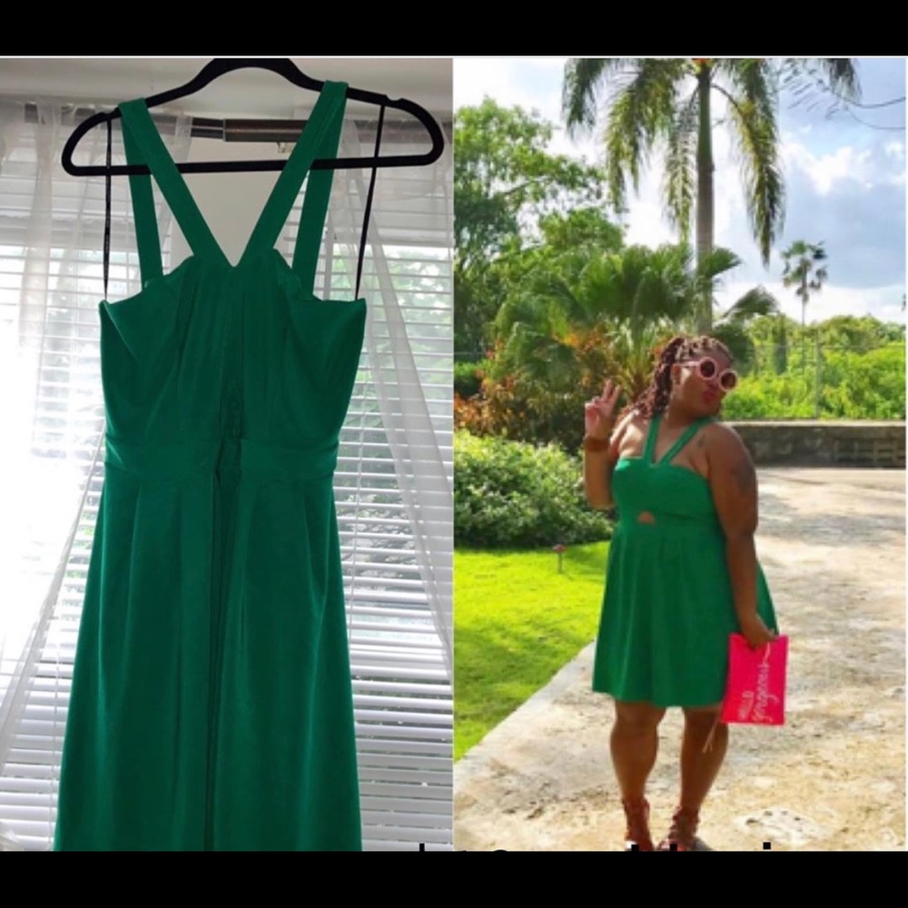 Green skater dress